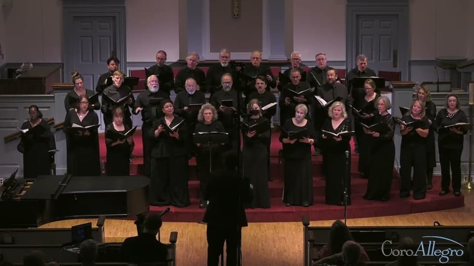 A still from CoroAllegro performing Cry Me a River.